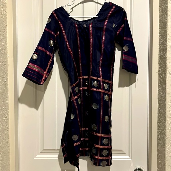 Elegant Indigo Organza and Silk Punjabi Formal Salwar Kameez - Picture 7 of 8